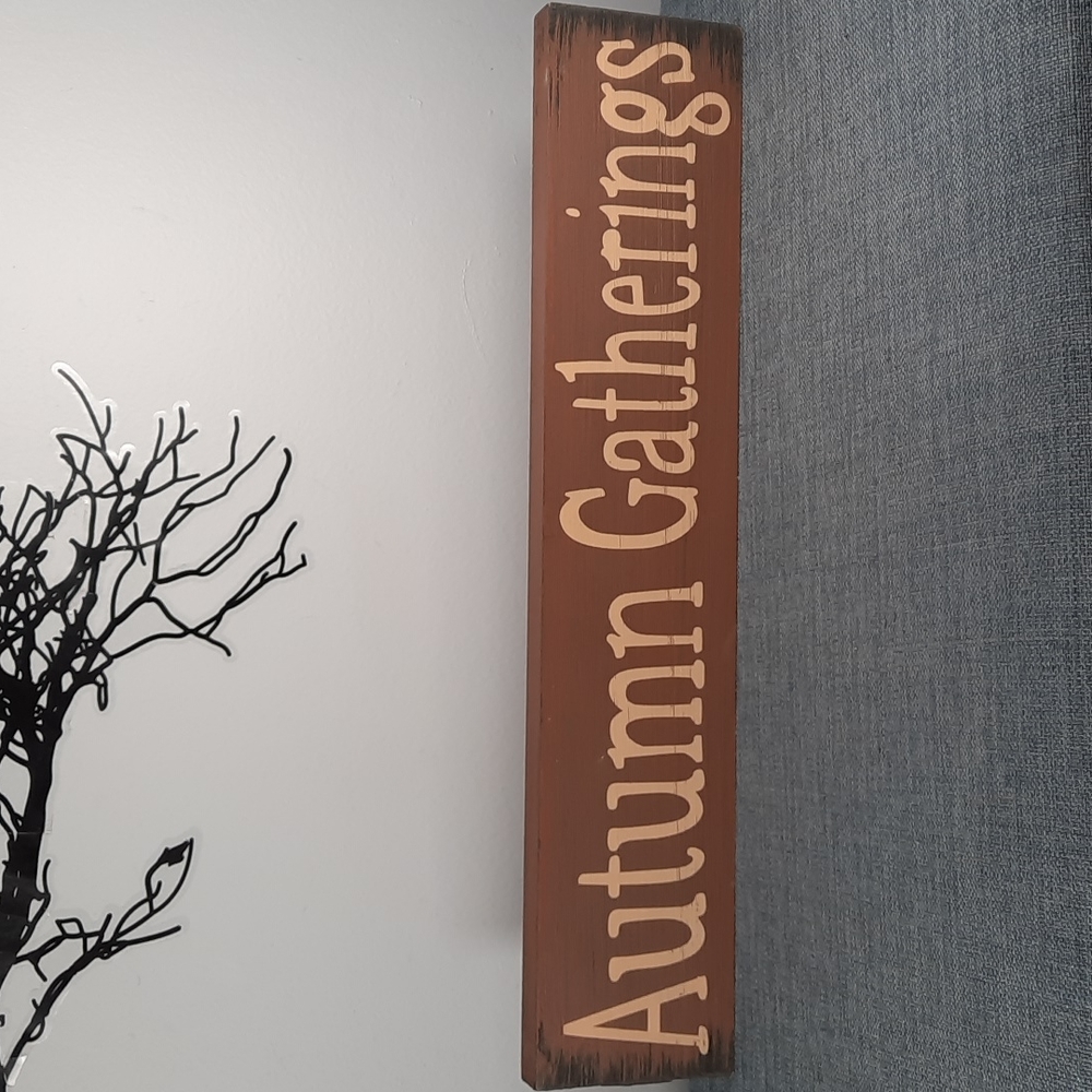 Solid Wood Shelf Sitter Sign Rustic Autumn Gatherings Thanksgiving Fall Harvest